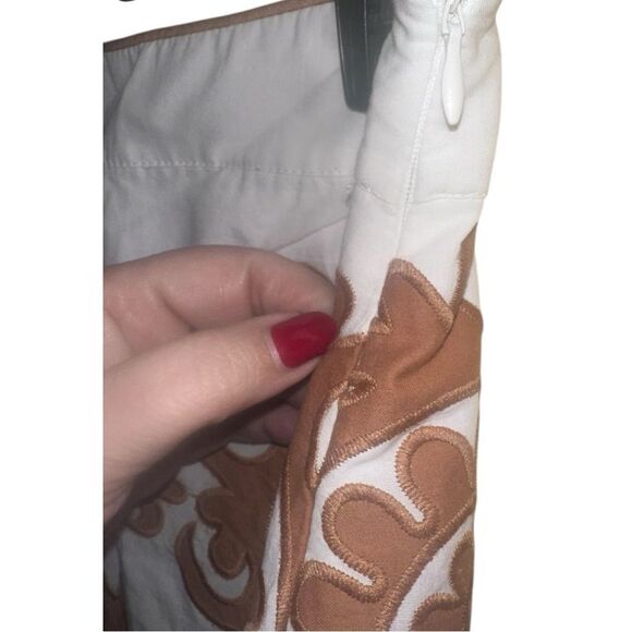 LACE the Label White Brown Cotton Cutout Skirt Size Small - Picture 3 of 7